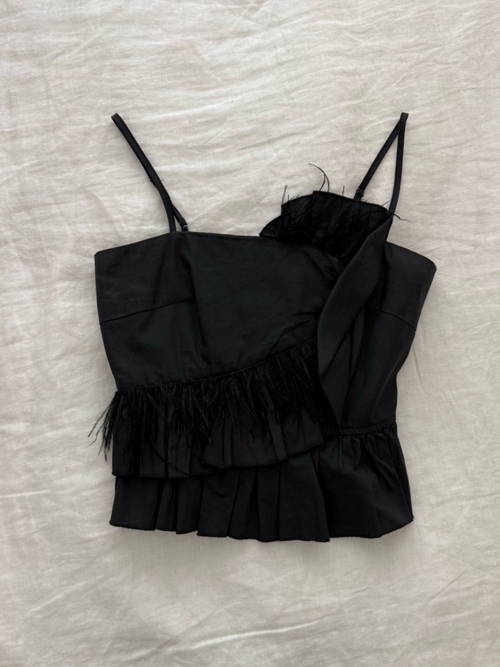Feather Detail Black Camisole